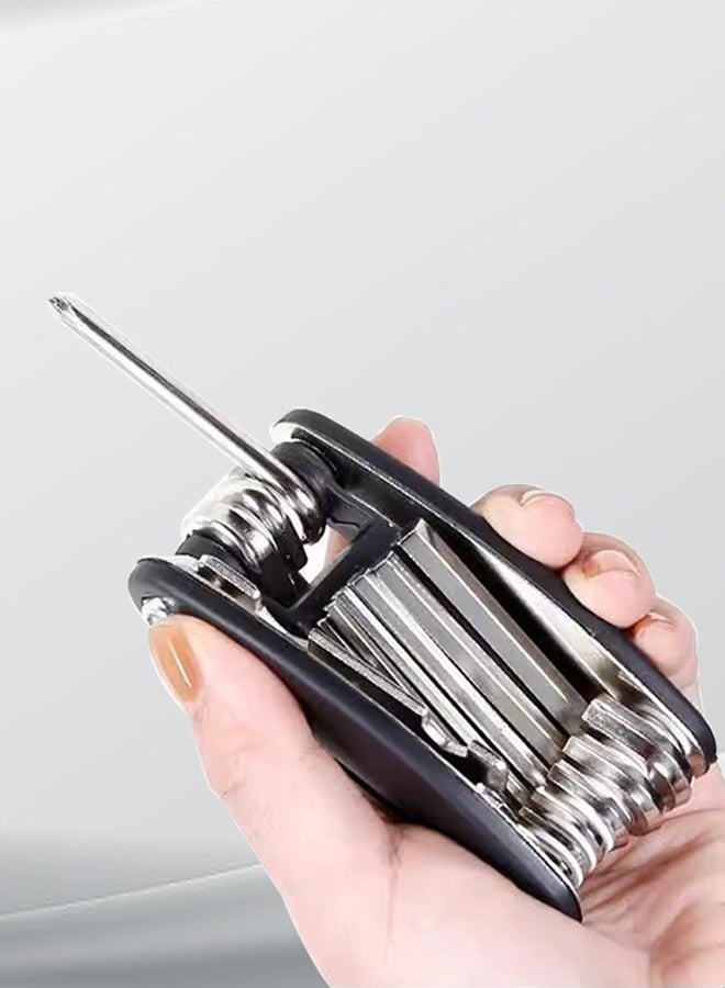 10 in 1 Multifunctional Foldable Screwdriver Tool Set: 4 Screwdrivers, 6 Hex Keys, Pocket Tool, Compatible with Camera Cage Rig Tripod QR Plate, black - Image 5