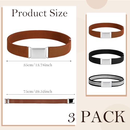 BendJoy Polyester ® 3 Pcs Waist Belt for Kids, Adjustable Kids Belt for Boys and Girls, Ideal Girls Belt for Jeans, Includes Black, Black and White Stripes, and Camel Colors(Fit Waist 60-80cm) - Image 3