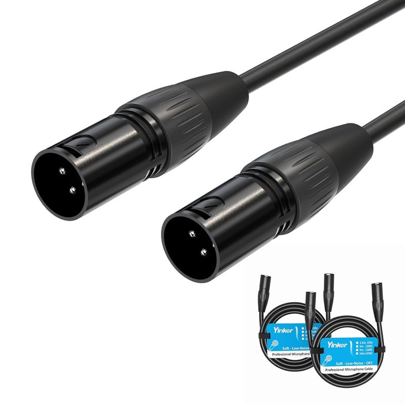 Yinker Fine detail XLR Microphone Cable Male to Male, 3 Pin Male to Male Microphone Cable with Oxygen-Free Copper (5ft/1.5m, 2pack) KSA market popular practical build - Image 1