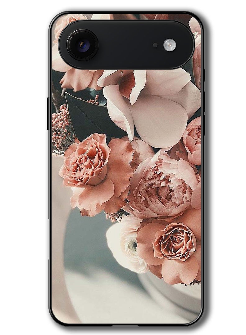 Theodor Case Compatible with Apple iPhone 17 Air 6.5 Inch Protection Shockproof Bumper Cover Peach Roses - Image 1