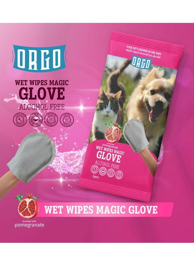 اورغو مناديل أورجو المبللة برائحة القفاز السحري - معطرة، قطعة واحدة | مناديل صحية وسهلة التنظيف للحيوانات الأليفة | تنظيف سريع، معطر، وعناية لطيفة