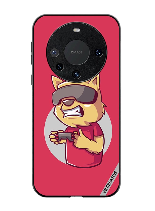 VR CREATIVE غطاء حماية لهاتف هواوي ميت 60 برو بتصميم قطة لاعب متعدد الألوان - Image 1