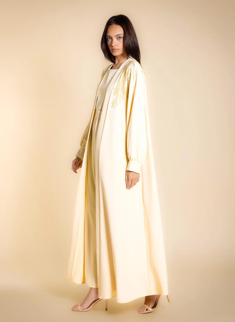 Shapes Dark Beige EMBROIDERED ABAYA WITH DRESS for Women | Best Price UAE