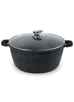 Die Cast Aluminium Cooking Pot/Casserole with Glass Lid and Stainless Steel Knob | 5 Layer Non-stick Coating | Metal Handle with Detachable Grip |Granite Black - pzsku/ZE982EFA7A2C0E88BDBA9Z/45/_/1739787899/6a24dfe6-378c-4c02-a6d0-598fcdb2c13f