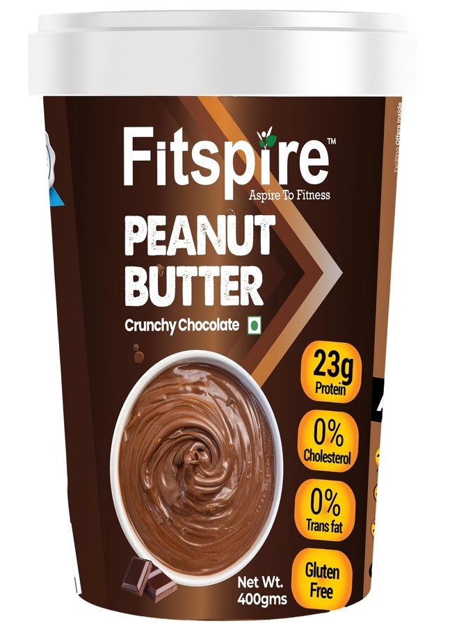 Fitspire Crunchy Chocolate Peanut Butter 400g (23g Protein Per 100g) | High Protein Spread | Gluten-Free, Zero Trans Fat, Cholesterol, or Hydrogenated Oils - Image 1