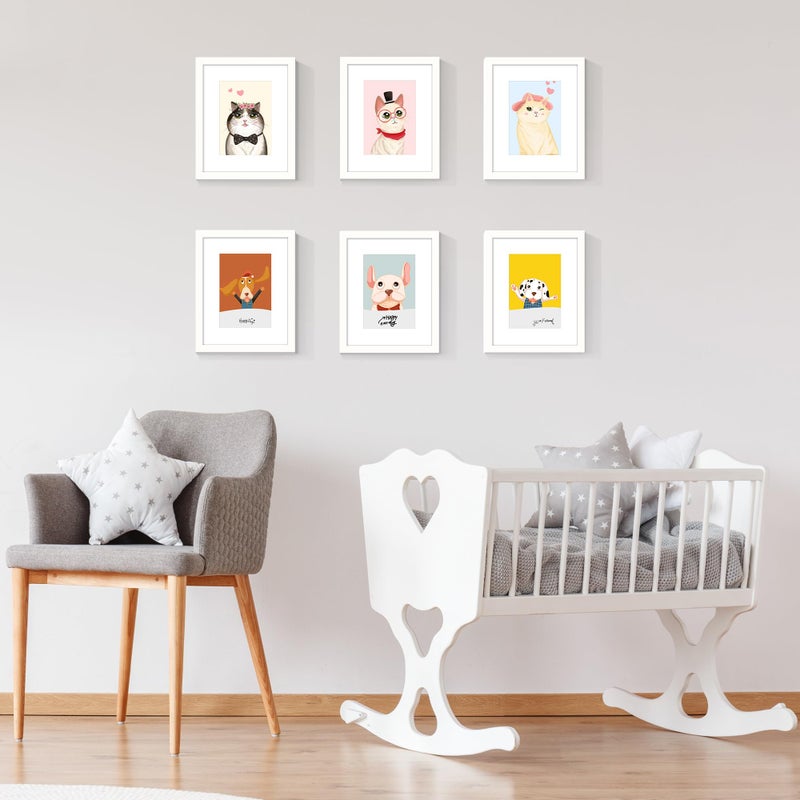 أبس سيمبلز مجموعة إطار صورة 8x10 صورة من 5 صور عرض 5 × 7 مع حصيرة أو 8x10 بدون إطارات صور حائط حائط بيضاء - Image 2