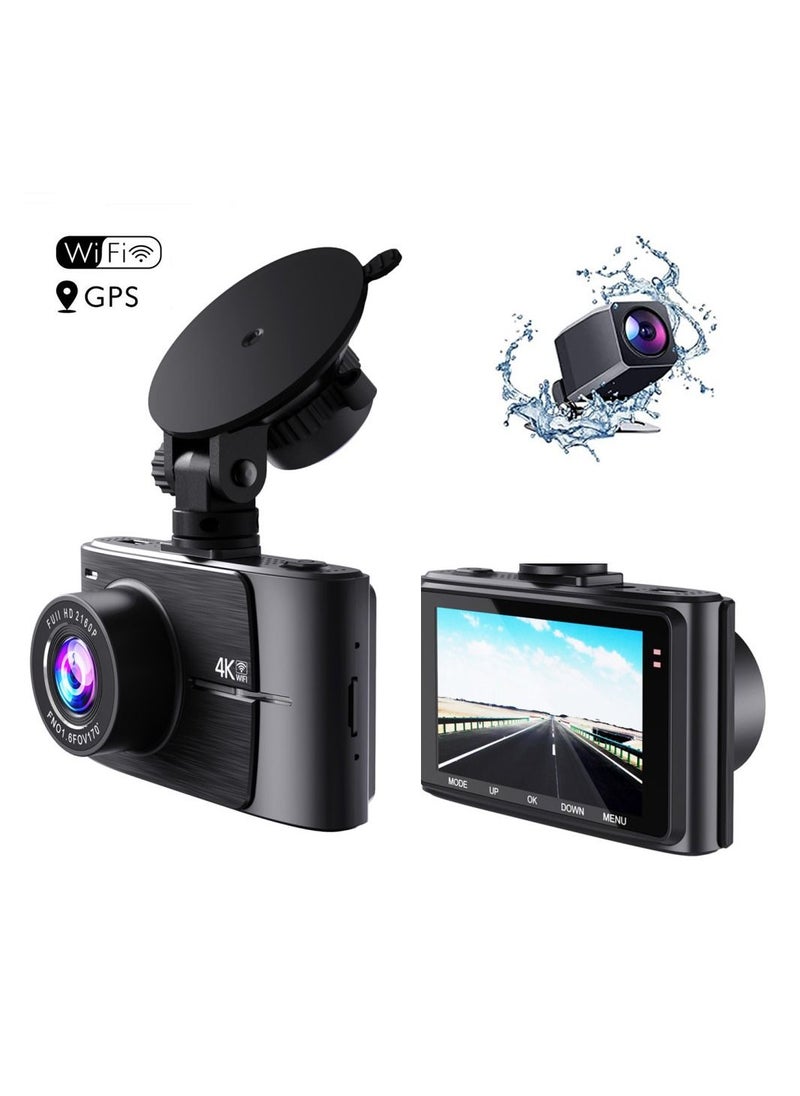 Generic 4K Dash Cam 2160P Built-in GPS/WiFi Dual Dash Cam for Car,24H Parking Auto Drive Vehicle Video Recorder Car Registrar Dual Lens  - Image 4