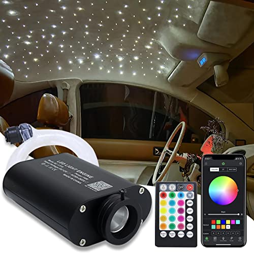 AMKI 16W Fiber Optic Lights,Starlight Headliner Light Kit APP/Remote Control Sound Activated Mode for Car&Home Decoration,Optical Fiber Cable Strands 0.75mm/0.03in 6.5ft/2m 150pcs - Image 1