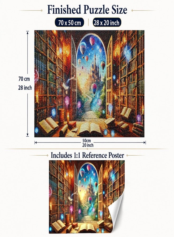 Yunlus Jigsaw Puzzles for Adults 1000 Pieces Impossible Hard Difficult Challenging Puzzles for Adults Teens 1000pc Puzzles Magical Castle Bookshelf Stories Jigsaw Puzzle 1000 Pieces 28 x 20 inch - Image 4