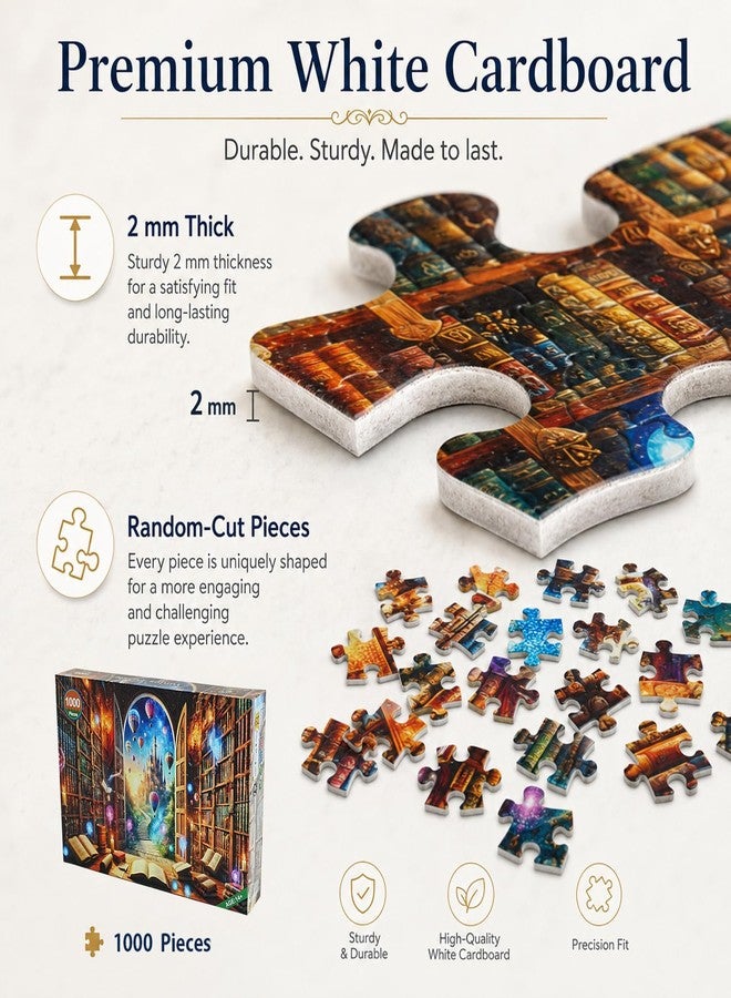 Yunlus Jigsaw Puzzles for Adults 1000 Pieces Impossible Hard Difficult Challenging Puzzles for Adults Teens 1000pc Puzzles Magical Castle Bookshelf Stories Jigsaw Puzzle 1000 Pieces 28 x 20 inch - Image 5
