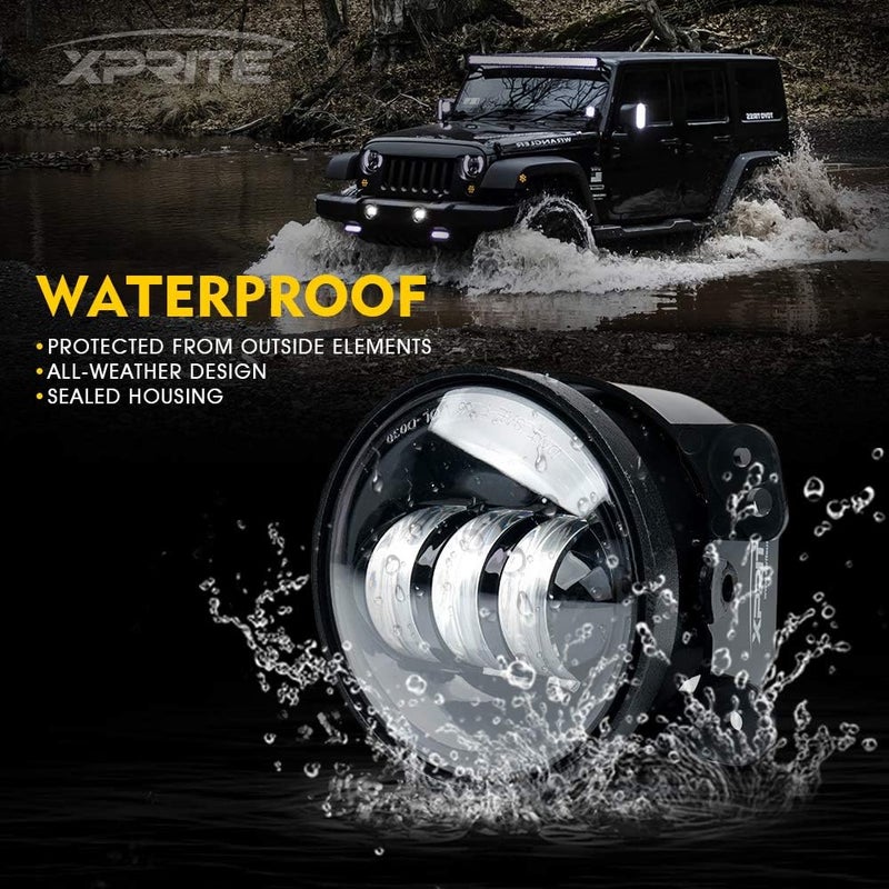 Xprite 4-Inch LED Fog Lights 60W High-Intensity Off-Road Fog Lamp for Driving, DOT Approved Replacement Compatible with 2007-2018 Jeep Wrangler Unlimited JK - Image 5