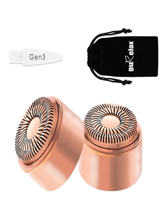 جوريلاتكس رؤوس بديلة من الجيل الثالث لإزالة شعر الوجه بلمسة نهائية مثالية، شفرات بديلة ذهبية وردية اللون غير مؤلمة للوجه مع حقيبة فلانيل من جوريلاكس - Image 1