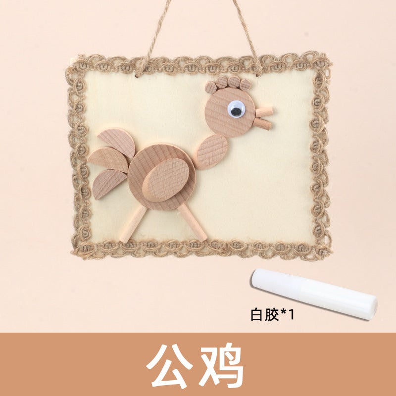 Children'S Puzzle Handmade Tree Branch Picture Frame Painting Children'S Creative Natural Wood Chip Diy Semi-Finished Material Bag - Image 1