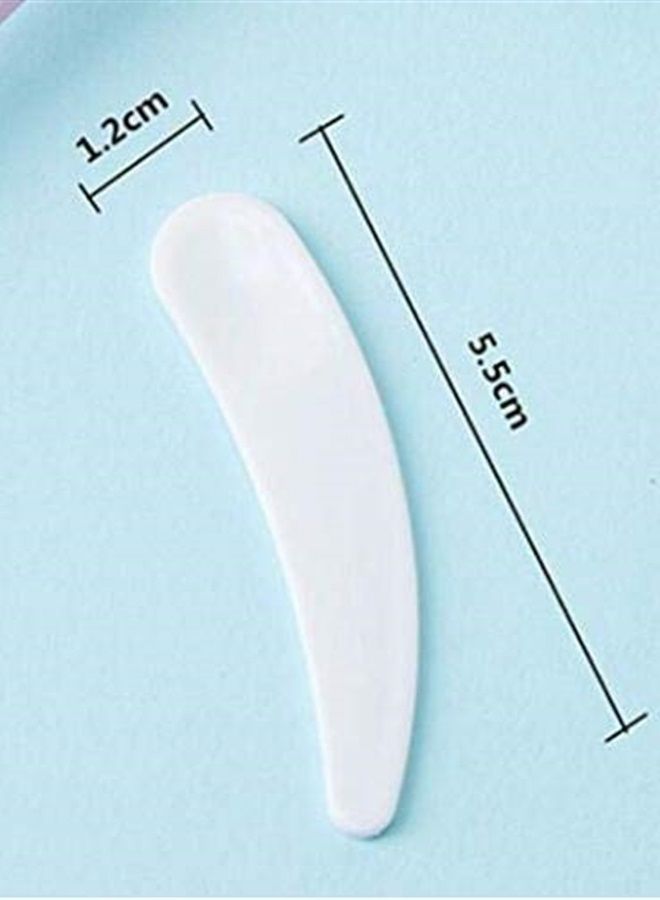 DNHCLL 100PCS Disposable Mini Curved Cosmetic Spatula Scoop Makeup Mask Spatula Plastic Spoon,Small Makeup Scoop for Mixing and Sampling. - Image 3