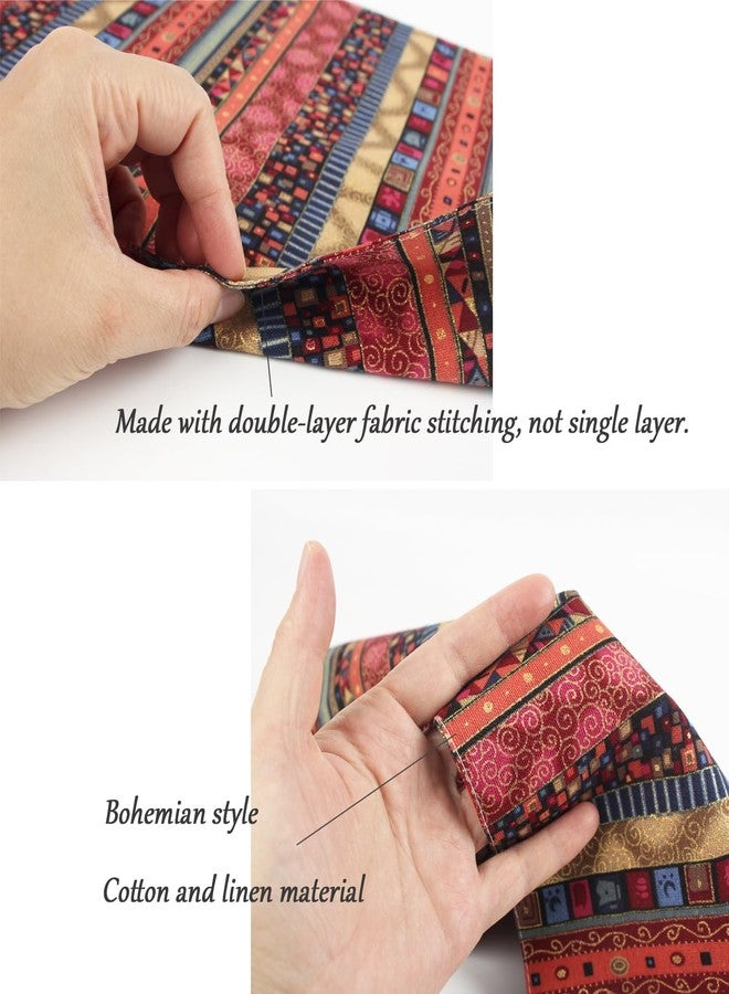 HQTS Bohemian Style Placemats Set of 6 Washable Table Mats Set 16x12 Inch Cotton and Linen Material Placemats Red - Image 2