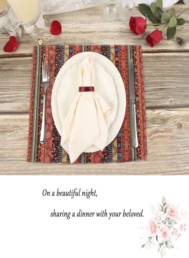 HQTS Bohemian Style Placemats Set of 6 Washable Table Mats Set 16x12 Inch Cotton and Linen Material Placemats Red - Image 5