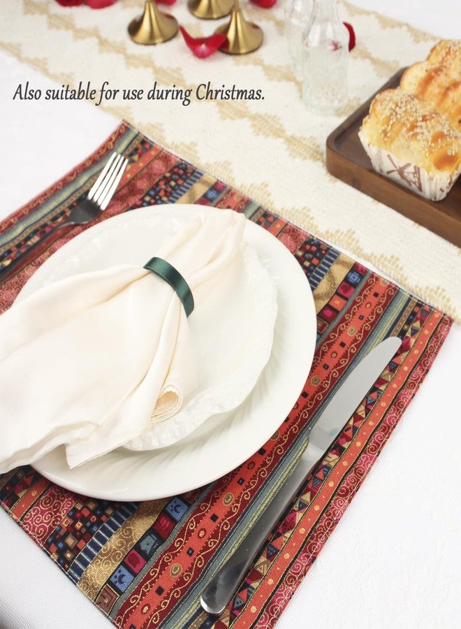 HQTS Bohemian Style Placemats Set of 6 Washable Table Mats Set 16x12 Inch Cotton and Linen Material Placemats Red - Image 4