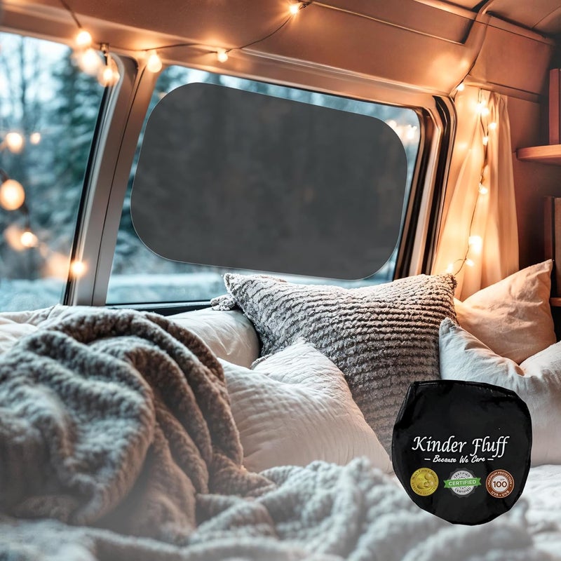 KINDER FLUFF Shuttle Van Window Sunshade (4-Pack) - Extra Large Sun Shade for Passenger Van Window - Certified 99.9% UV Block, Patented Design, Mom's Choice Gold Award - Mix Pack - XL - Image 1