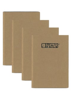 PARTNER 4-Piece A6 Size Hard Cover Ruled Notebook Kraft Brown Cover  - Image 1