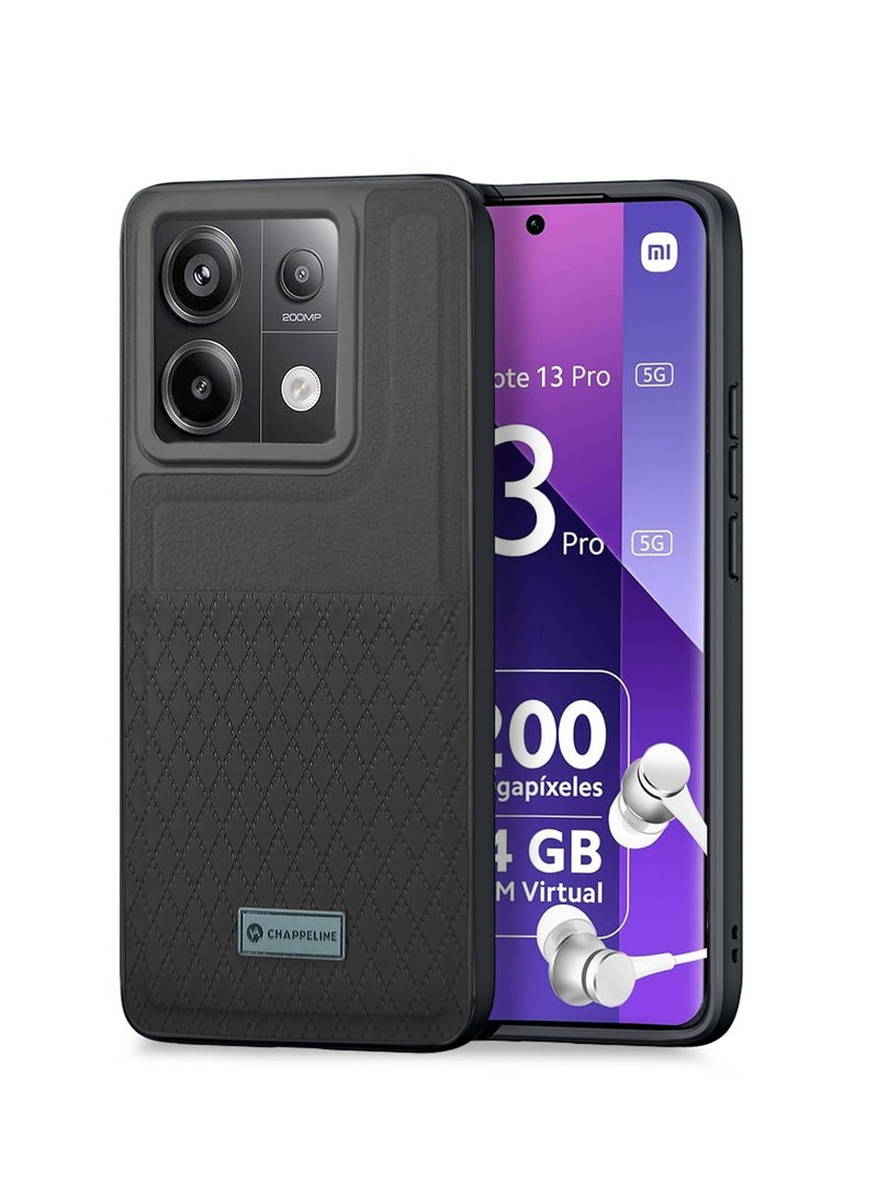 CHAPPELINE - Silicone Pattern Card Holder Case Cover For Xiaomi Redmi Note 13 Pro Black - Image 1