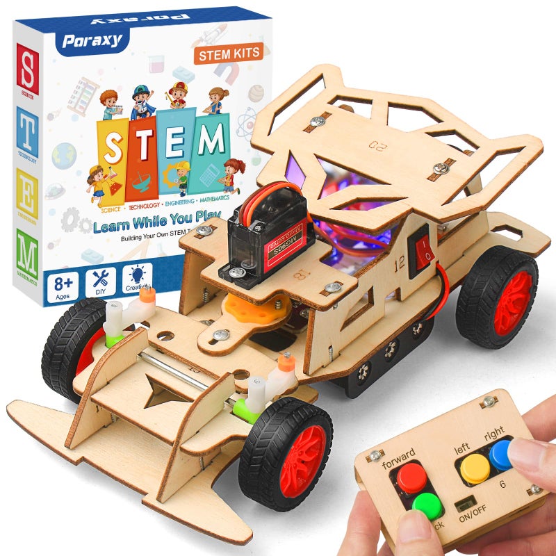 Poraxy STEM Kits for Kids 810 STEM Toys for Boys Ages 813 Remote Control Car Wooden 3D Puzzles Science Kits 812 Projects Building Model Birthday Gifts for 9 11 14 Year Old Teen Boys Girls - Image 4