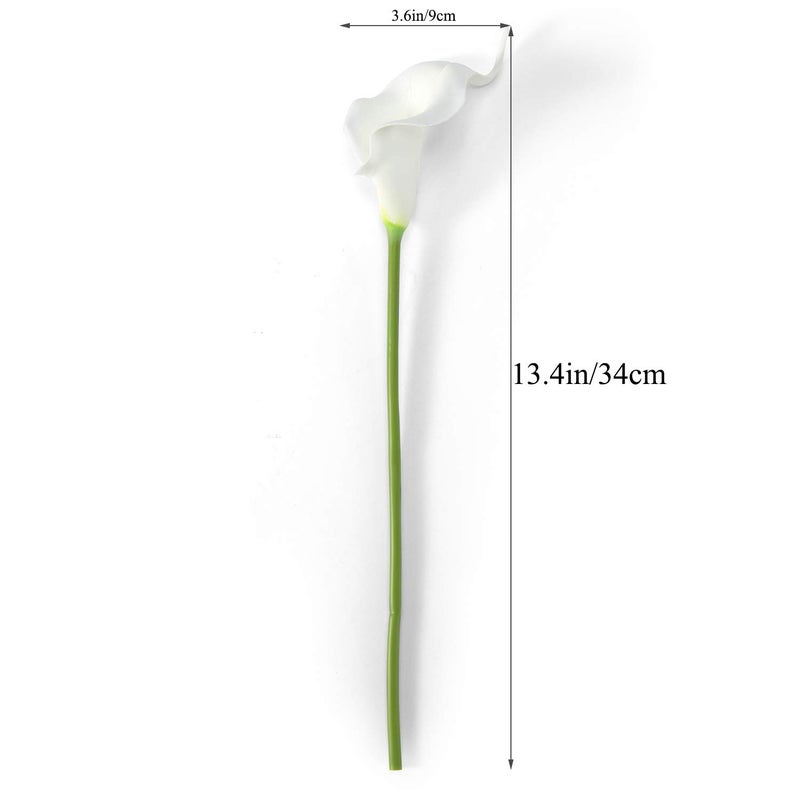 Crafjie 22pcs 13.4 Inch Pure White Lataex Real Touch Artificial Calla Lily Flowers  for Home Decor for Spring Flowers  Home Kitchen  Wedding Decorations  and centerpieces. - Image 3