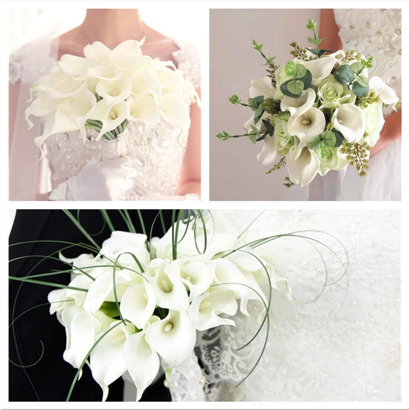 Crafjie 22pcs 13.4 Inch Pure White Lataex Real Touch Artificial Calla Lily Flowers  for Home Decor for Spring Flowers  Home Kitchen  Wedding Decorations  and centerpieces. - Image 5
