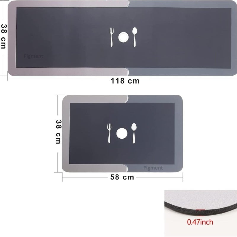 FIgment 2 Pcs Kitchen Mats - Waterproof Memory Foam Standing Desk Floor Mat Non Slip Kitchen Rugs, Comfort Runner Rug Floor Mat Carpets for Kitchen Home Office, Sink & Laundry - Image 2