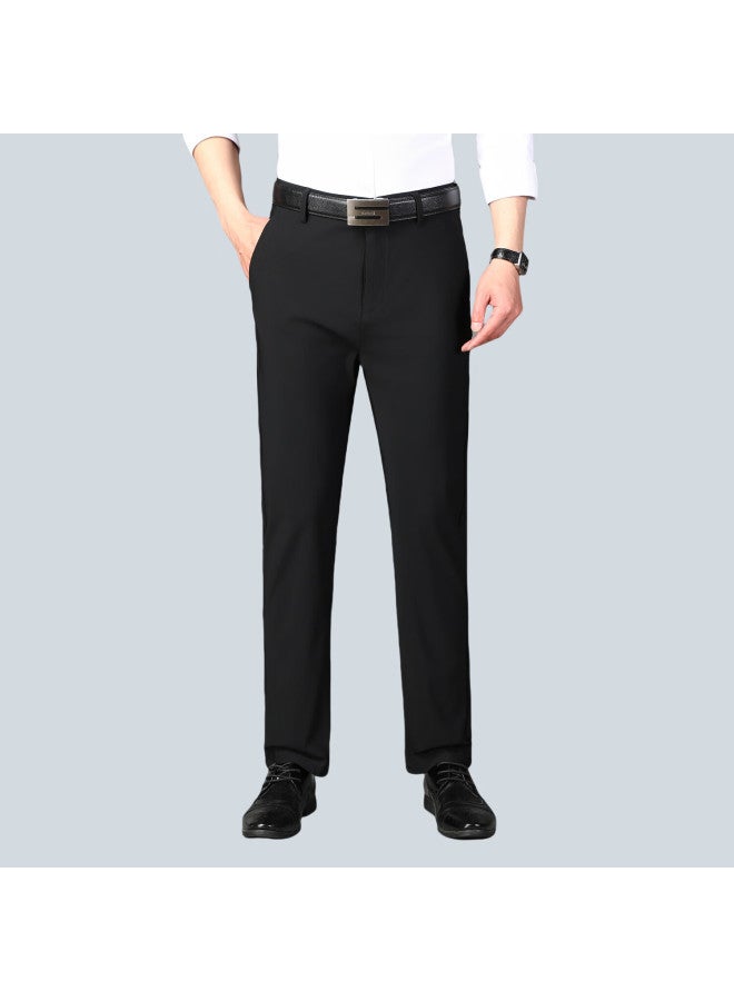 Ayoupang Ayou Pang Summer Thin Plus Size Ice Silk Business Commute Western Pants Men Elastic Breathable Oversize Work Casual Pants Fat Long Pants - Image 5