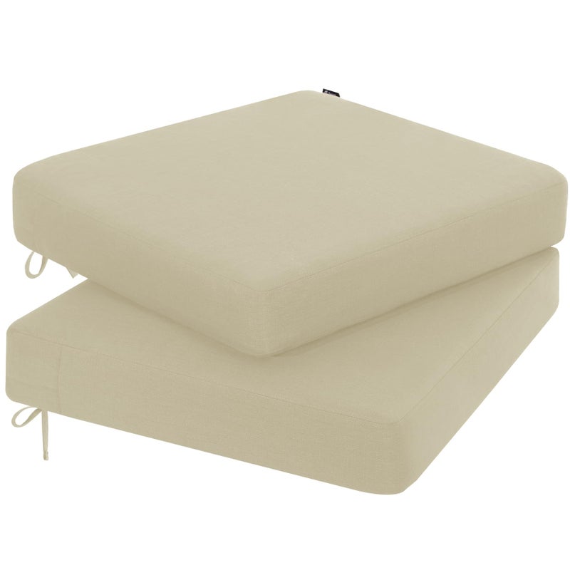 Favoyard Outdoor Chair Cushion 22 x 22 x 3 Inch Rainproof 3Year Fade Resistant Patio Furniture Cushions with Removable Cover and Adjustable Ties for Garden Sofa Couch Pads Set of 2 Beige