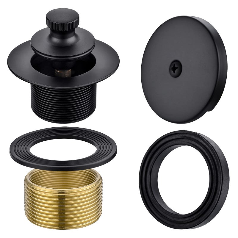 Anpean Brass Bathtub Drain Kit Lift and Turn Tub Drain Kit with Single Hole Overflow Faceplate Matte Black