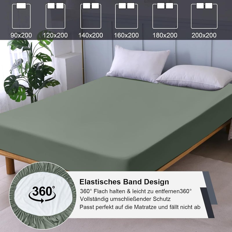 ohano Waterproof Mattress Protector, Fitted Sheet, Waterproof and Breathable Mattress Cover, Incontinence Pad, Moisture Protection, Fitted Sheet, for All Seasons, Green - Image 5
