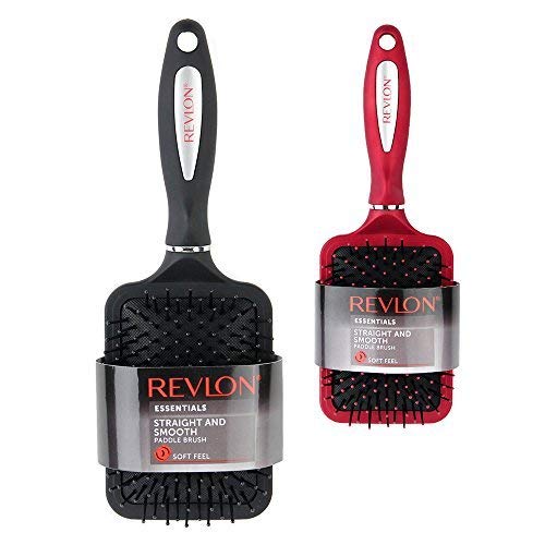 Revlon Straight & Smooth, Soft Touch Paddle Hair Brush Set, 2 pc. (Black and Red) - Image 1