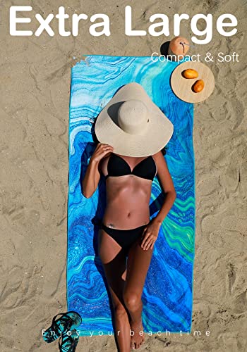 Widdonen 2 Pack Microfiber Lightweight Beach Towel Sand Free Quick Dry Absorbent Thin Compact Towels for Swimming Pool Camping Beach Accessories Large Easy Pack Travel Things for Vacation Essentials Gift - Image 2