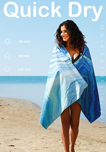 Widdonen 2 Pack Microfiber Lightweight Beach Towel Sand Free Quick Dry Absorbent Thin Compact Towels for Swimming Pool Camping Beach Accessories Large Easy Pack Travel Things for Vacation Essentials Gift - Image 5