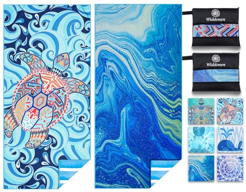 Widdonen 2 Pack Microfiber Lightweight Beach Towel Sand Free Quick Dry Absorbent Thin Compact Towels for Swimming Pool Camping Beach Accessories Large Easy Pack Travel Things for Vacation Essentials Gift - Image 1