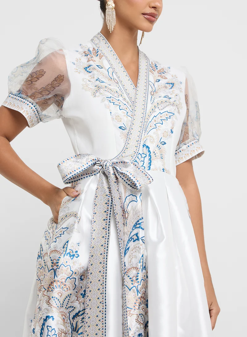 خزانة Paisley Print Midi Dress