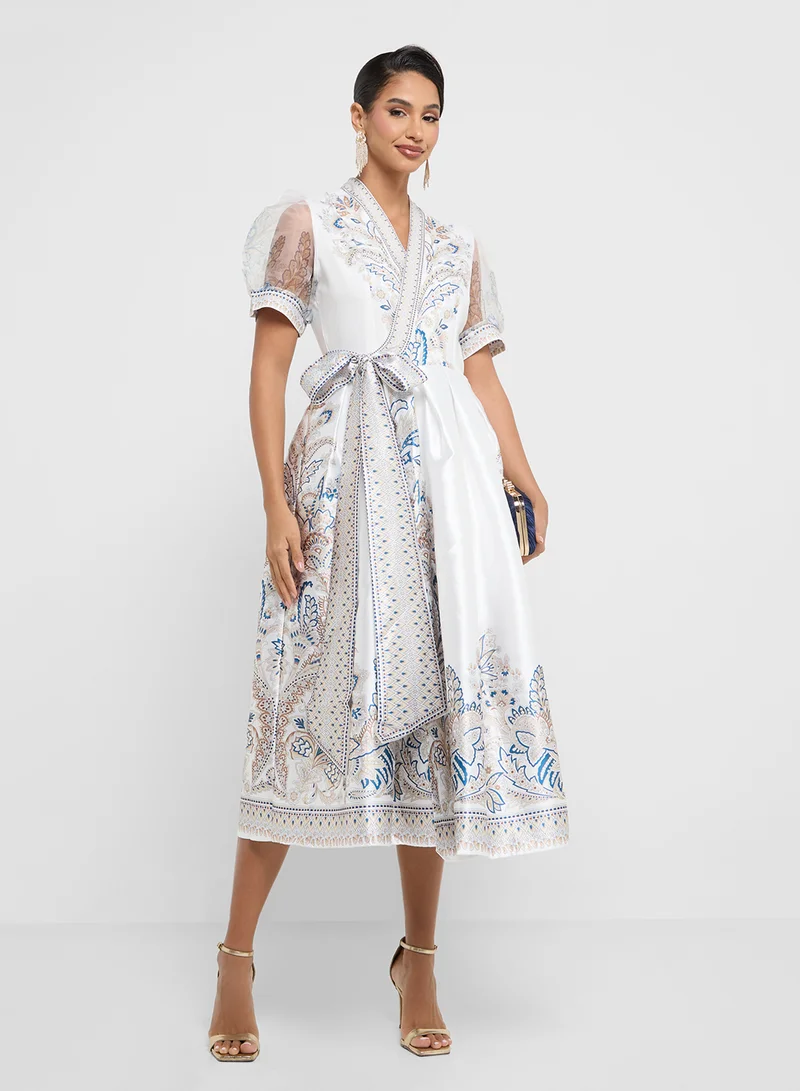 خزانة Paisley Print Midi Dress