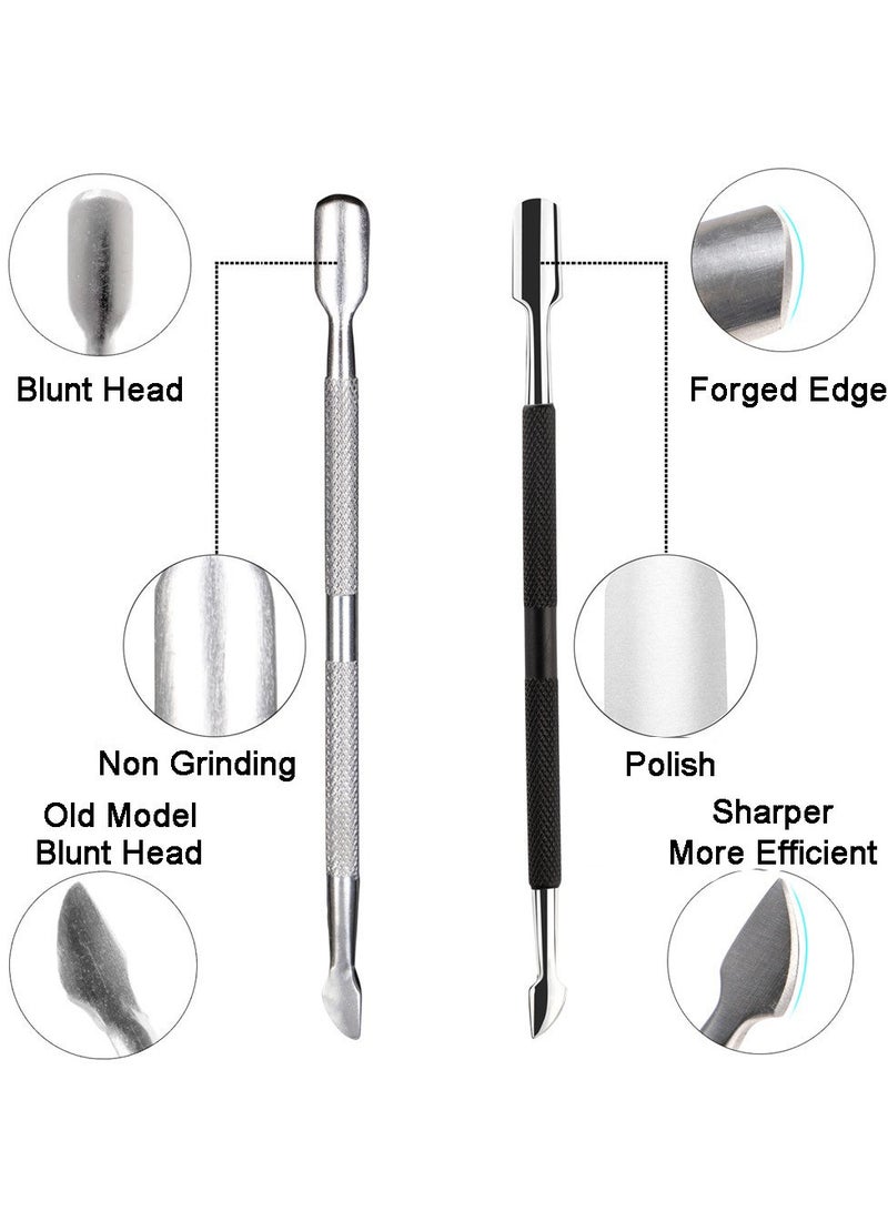 VIUAUAX أداة تشذيب الأظافر مع أداة دفع الجلد الزائد - أداة إزالة الجلد الزائد - أداة قص الأظافر من الفولاذ المقاوم للصدأ الاحترافية - أداة قص الأظافر المتينة لتقليم الأظافر والأظافر - أداة قص الأظافر السوداء ، أداة دفع الأظافر الفنية ، أداة إزالة الأظافر - Image 2