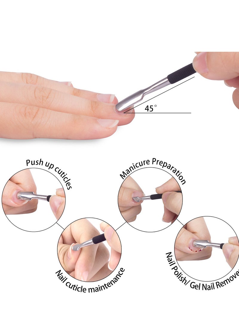 VIUAUAX أداة تشذيب الأظافر مع أداة دفع الجلد الزائد - أداة إزالة الجلد الزائد - أداة قص الأظافر من الفولاذ المقاوم للصدأ الاحترافية - أداة قص الأظافر المتينة لتقليم الأظافر والأظافر - أداة قص الأظافر السوداء ، أداة دفع الأظافر الفنية ، أداة إزالة الأظافر - Image 4