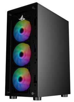 صندوق الكمبيوتر للألعاب شاربكس ZEPHYR ARGB ATX Mid Tower مع زجاج مقسّى أمامي (Z-200) مع 4 مراوح 120 مم ARGB مثبتة مسبقًا، مع لوحات جانبية وأمامية من الزجاج المقسّى، ومنافذ: نوع C1 / USB3.0 *1 / USB2.0 *2 / أزرار: الطاقة / إعادة التعيين / LED.  - Image 1