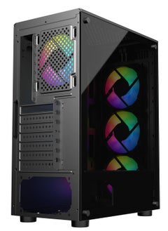 صندوق الكمبيوتر للألعاب شاربكس ZEPHYR ARGB ATX Mid Tower مع زجاج مقسّى أمامي (Z-200) مع 4 مراوح 120 مم ARGB مثبتة مسبقًا، مع لوحات جانبية وأمامية من الزجاج المقسّى، ومنافذ: نوع C1 / USB3.0 *1 / USB2.0 *2 / أزرار: الطاقة / إعادة التعيين / LED.  - Image 4