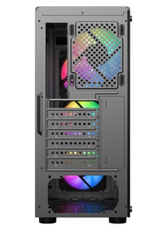 صندوق الكمبيوتر للألعاب شاربكس ZEPHYR ARGB ATX Mid Tower مع زجاج مقسّى أمامي (Z-200) مع 4 مراوح 120 مم ARGB مثبتة مسبقًا، مع لوحات جانبية وأمامية من الزجاج المقسّى، ومنافذ: نوع C1 / USB3.0 *1 / USB2.0 *2 / أزرار: الطاقة / إعادة التعيين / LED.  - Image 5