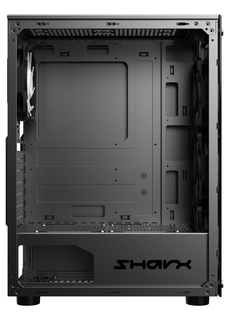 null - صندوق الكمبيوتر للألعاب شاربكس ZEPHYR ARGB ATX Mid Tower مع زجاج مقسّى أمامي (Z-200) مع 4 مراوح 120 مم ARGB مثبتة مسبقًا، مع لوحات جانبية وأمامية من الزجاج المقسّى، ومنافذ: نوع C1 / USB3.0 *1 / USB2.0 *2 / أزرار: الطاقة / إعادة التعيين / LED. - Image 1