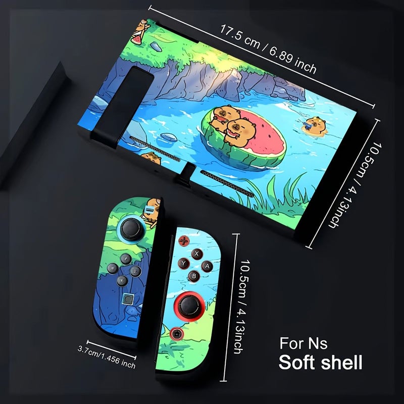 غلاف ناعم لـ Switch OLED كابيبارا بطيخ من TPU مضاد للانزلاق والصدمات - Image 1