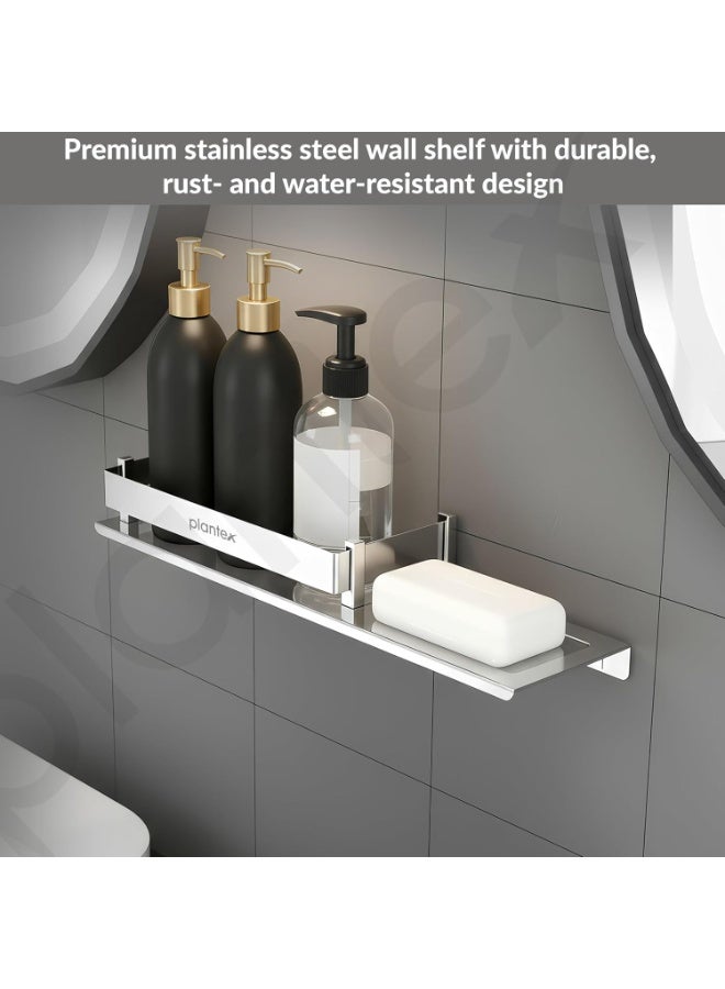 Plantex Stainless Steel Bathroom Shelf with Soap Dish/2in1 Multipurpose Shelf for Bathroom/Bathroom Shelf Rack (15x5 Inches) – Pack of 1 - Image 3