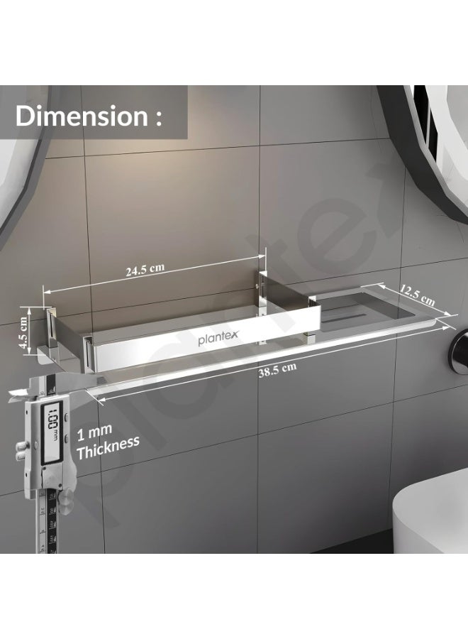 Plantex Stainless Steel Bathroom Shelf with Soap Dish/2in1 Multipurpose Shelf for Bathroom/Bathroom Shelf Rack (15x5 Inches) – Pack of 1 - Image 4