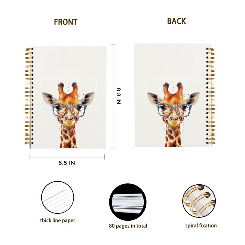 OXW Giraffe Gifts Cute Notebook Journal, Giraffe Gifts for Women, Cute Gifts for Women Teen Girls, Cute Notebook Journal for Women, Animal Lover Gifts for Kids, Gifts for Teen Girls(5.5'' X 8.3'') - Image 4