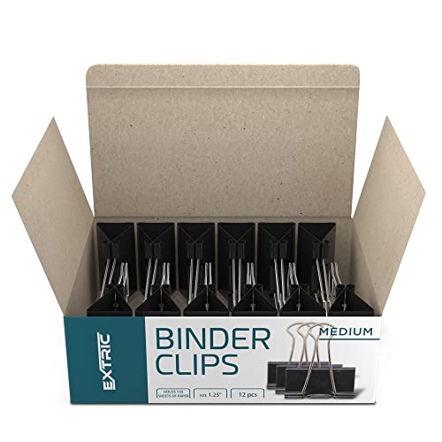 EXTRIC Binder Clips - 60 Medium Binder Clips, 1.25 Inch Black Paper Clamps, File Clip for Home, Office and School Supplies - Image 2