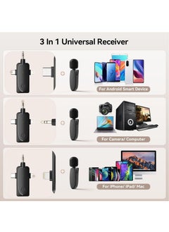 Generic 3-in-1 Wireless Lavalier Microphone for iPhone, Android, Camera and Laptop, 2.4G Ultra-Low Delay Double Mini Microphone Lapel Mic with Noise Reduction for Video Recording, Vlog, YouTube, TikTok  - Image 4